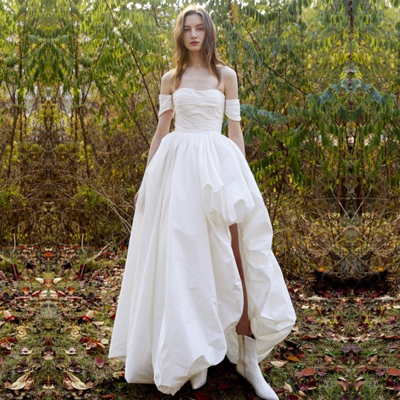 Lighting In Photography - One Shoulder Strapless Simple Wedding Dress