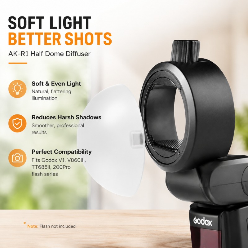 Half‑dome Flash‑diffuser & Bar - Barn Door Modifier 评论和价格