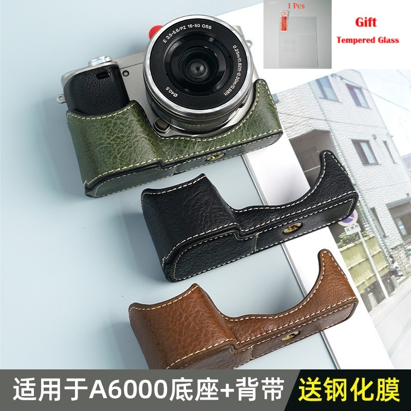 Camera Bag PU Leather Half Bod - Sony Camera A6400 评论和价格