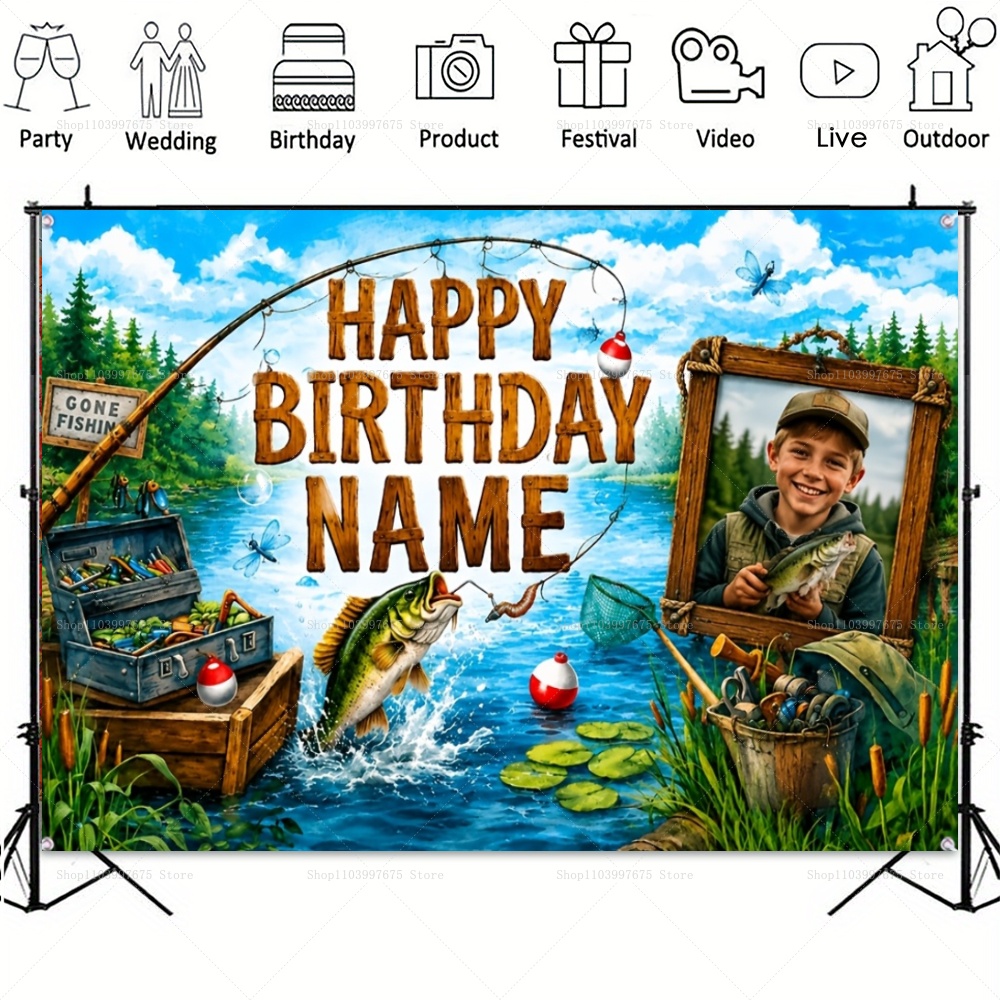 Custom Name Photo fishing-them - Photography Lighting Backdrop 评论和价格
