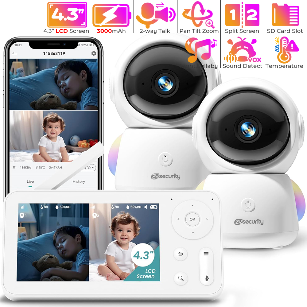 2K Baby Monitor with 2 Cameras - Photography Lighting With Umbrella 评论和价格