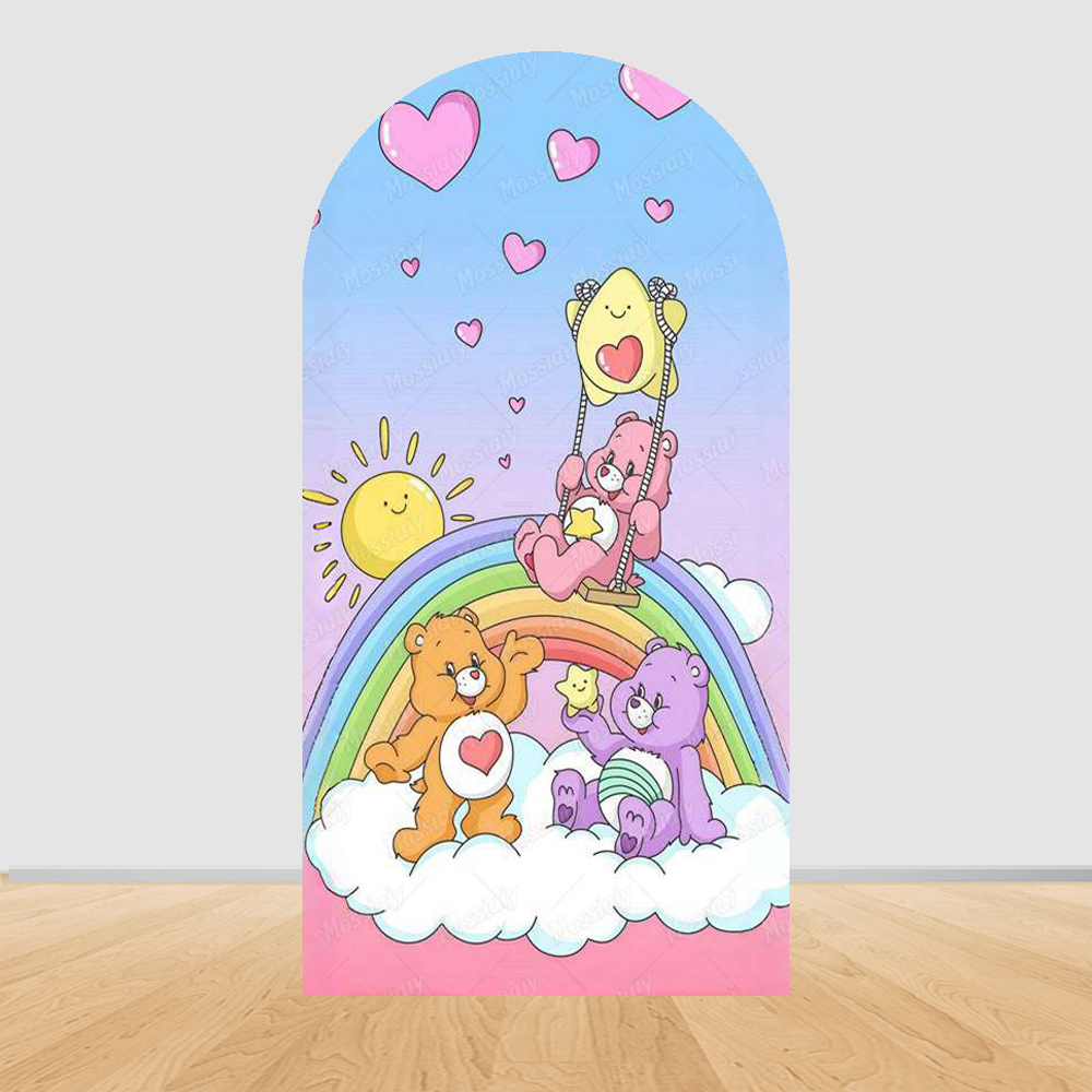 Cute Rainbow Bear Arch Backdro - Photography Lighting Backdrop 评论和价格